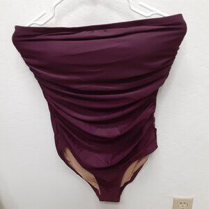 *BRAND NEW*  J Crew bandeau rouched bathing suit merlot